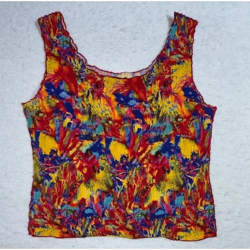 Cest Duo‎ 2pc Shell Sheer Shirt Jacket Artsy Parrot Tropical Island Beach LRG